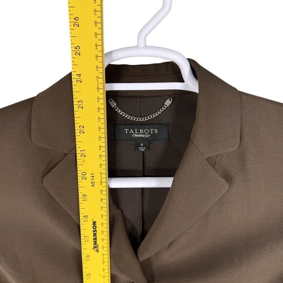 Talbots Womens 6 Chocolate Brown 87% Wool 3 Button Tailored Blazer Career Jacket - Picture 10 of 14